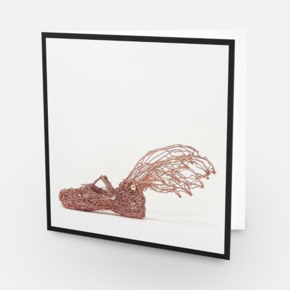 Greetings card child's baby shoe flying wings Hermes