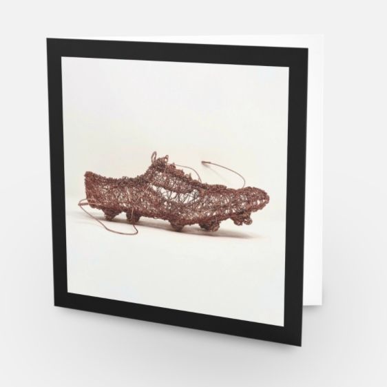 Greetings card wire sculpture football boot