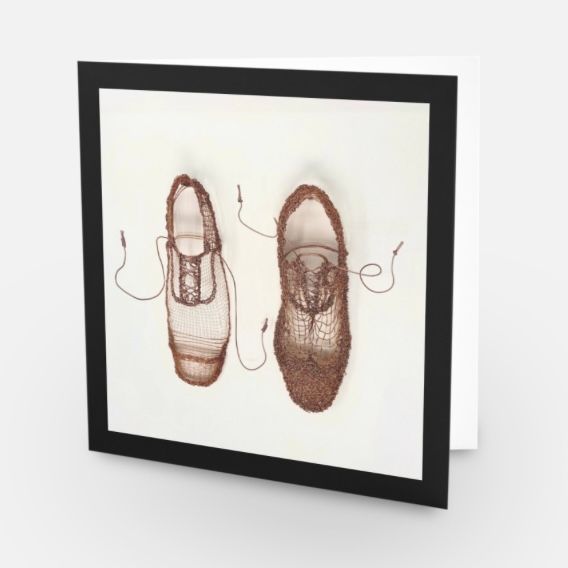 Greetings card Gentlemans wire sculpture shoes