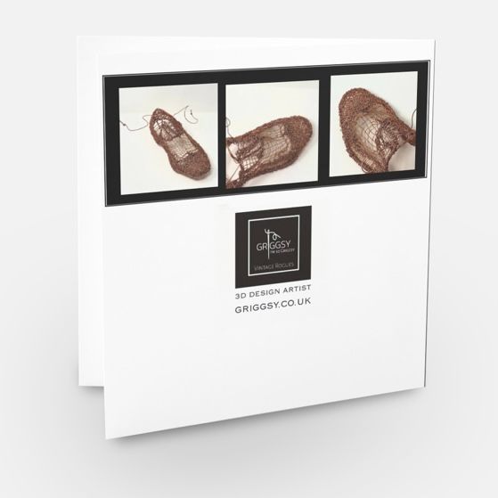 Greetings card Gentlemans wire sculpture shoes