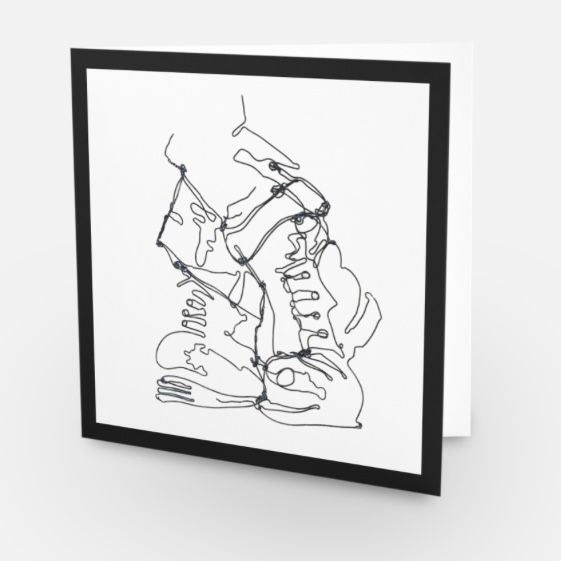 Greetings card wire sculpture doc marten boots