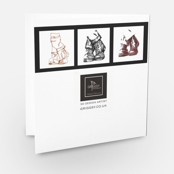 Greetings card wire sculpture doc marten boots