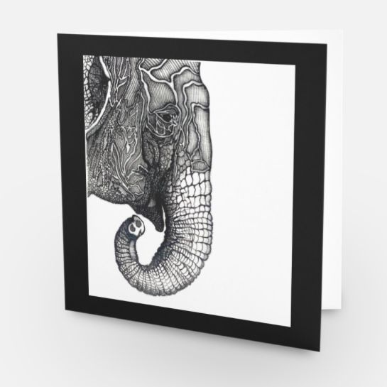 Greetings card ink Elephant  head