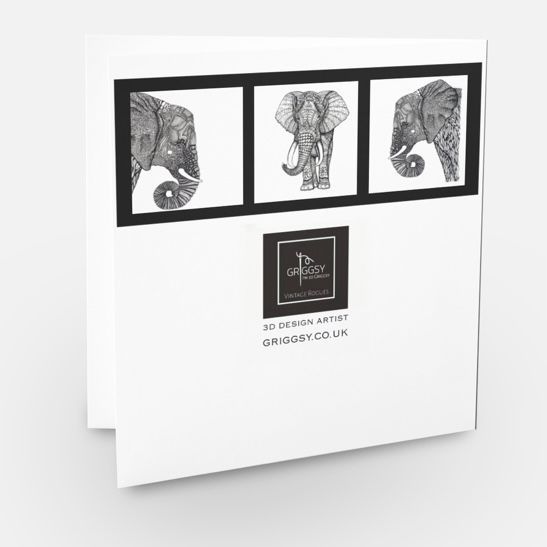 Greetings card ink Elephant  head