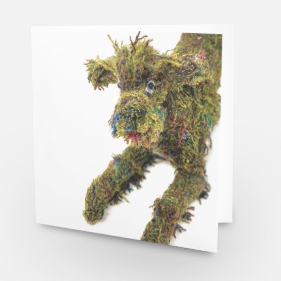 Greetings card tweedy dog playing