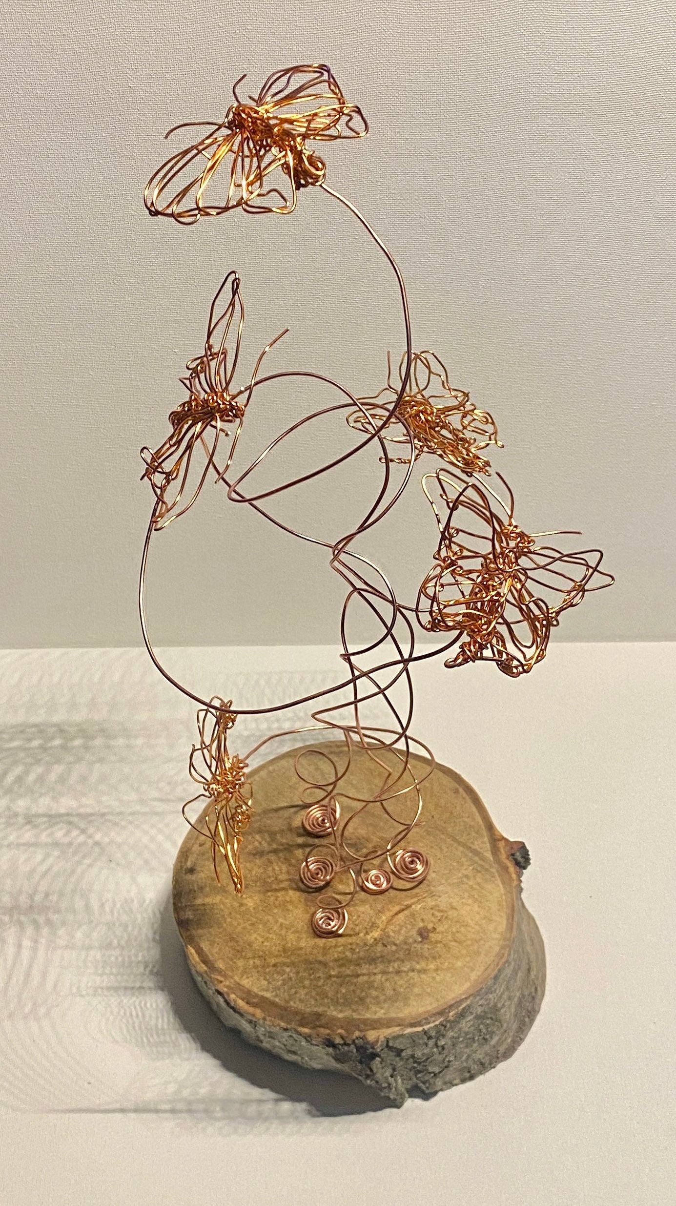 Copper wire butterfly sculpture