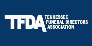 Tennessee Funeral Directors Association logo in white on a blue background