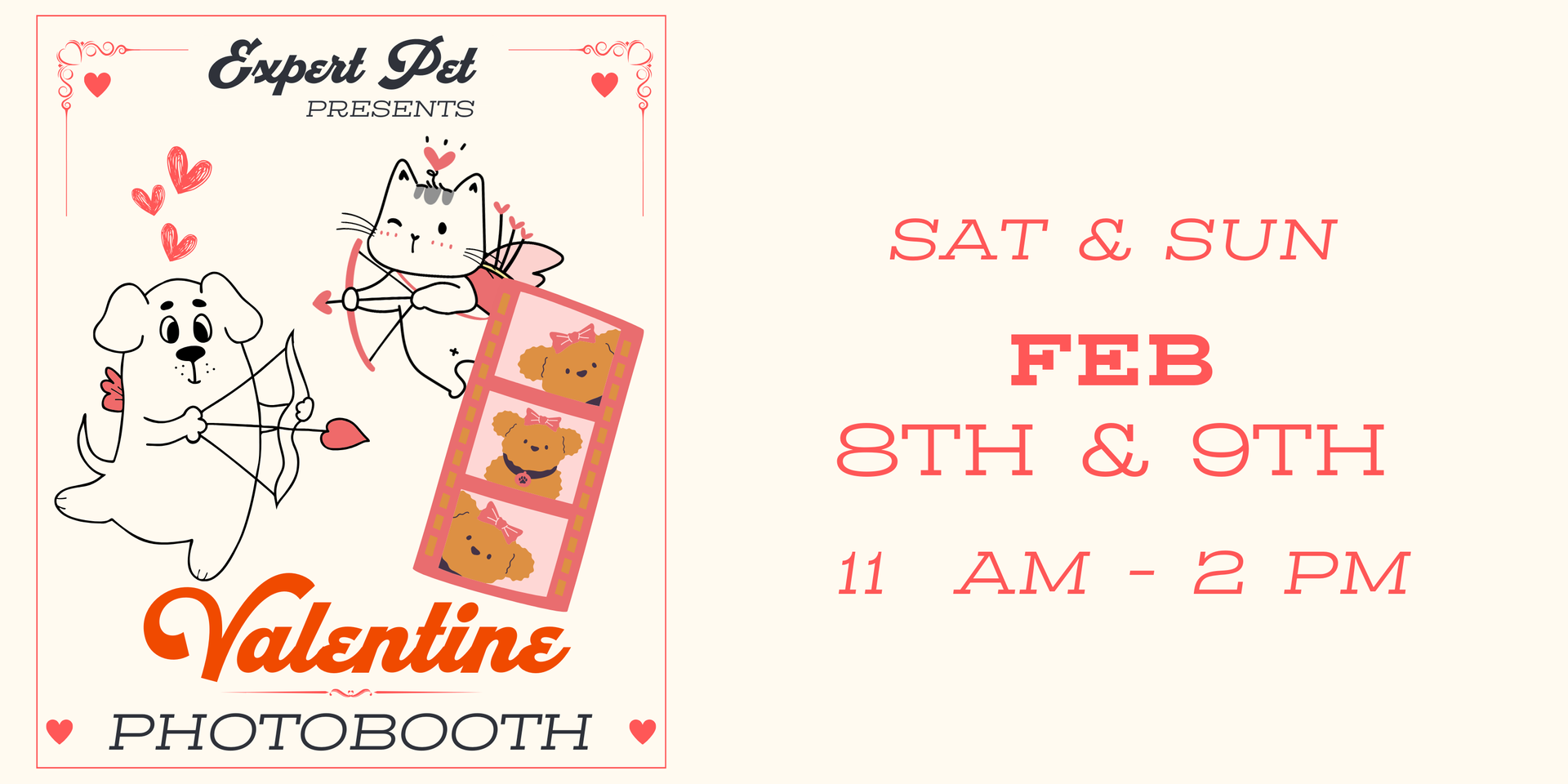 A poster for a valentine 's day photo booth on february 8th and 9th