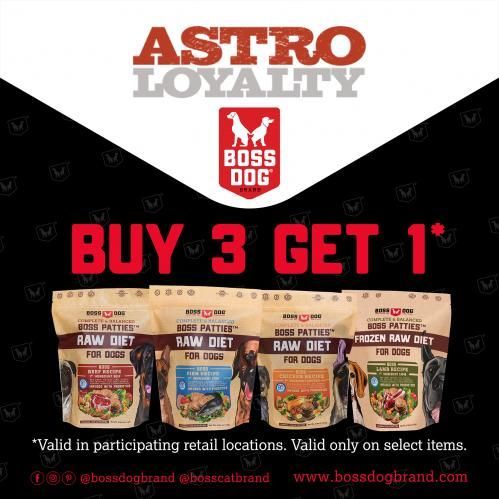 A poster for astro loyalty buy 3 get 1.