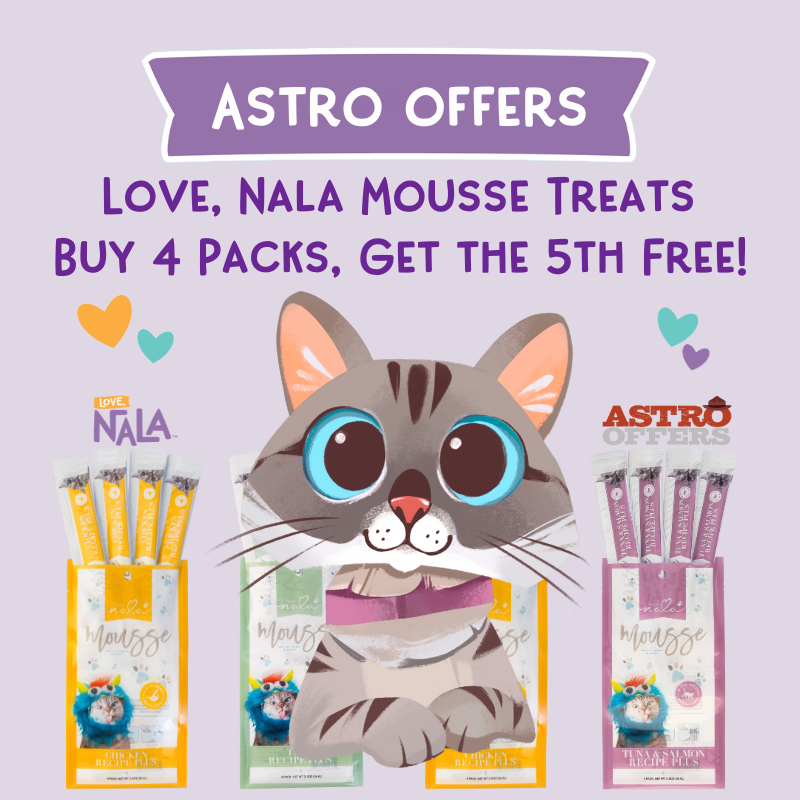 Astro offers love nala mousse treats buy 4 packs get the 5th free