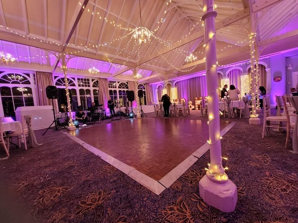 Warm white lights with pink accents. Decor, Production services and equipment  hire for this event was supplied by Exclusive Entertainments Harrogate,Yorkshire