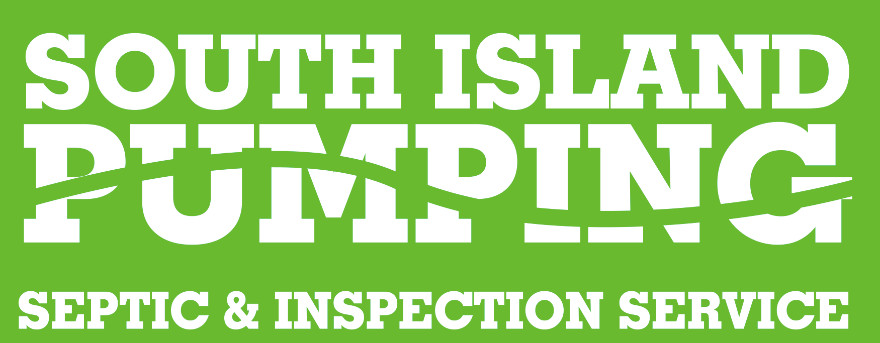 Logo for South Island Pumping, Septic & Inspection Service; white text on green background.