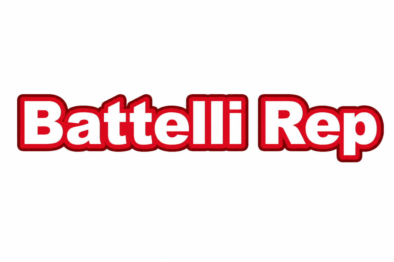 Logotipo con texto rojo “Battelli Rep” sobre fondo blanco