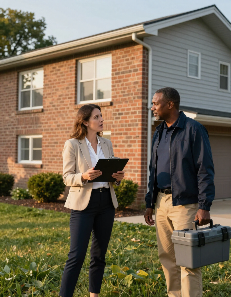 Property manager speaking with a maintenance vendor