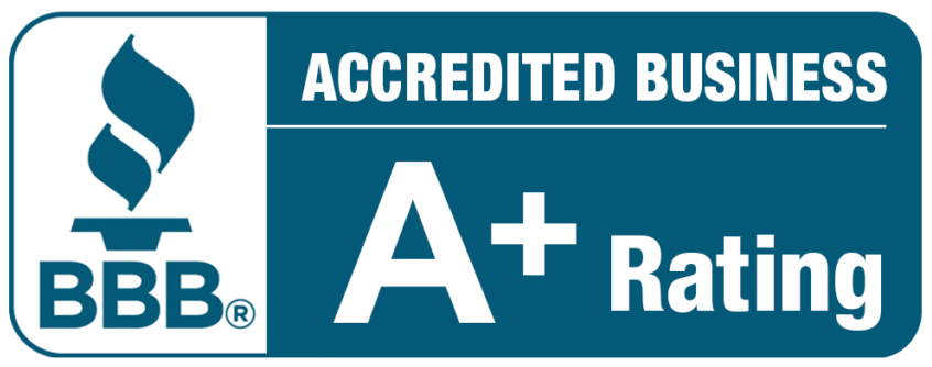 Blue Better Business Bureau (BBB) badge with white text reading 