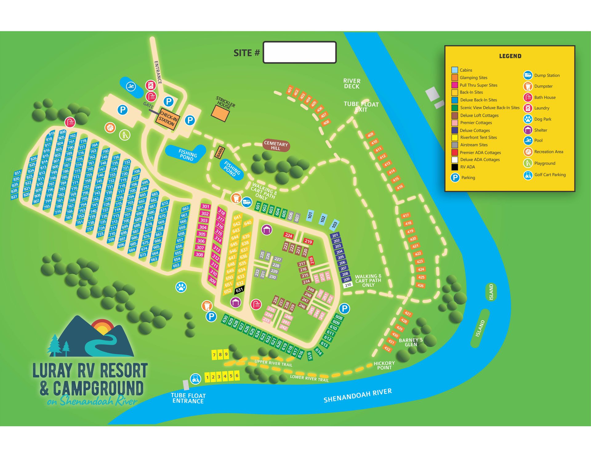 Luray RV Resort on Shenandoah River Property Map Luray, Virginia
