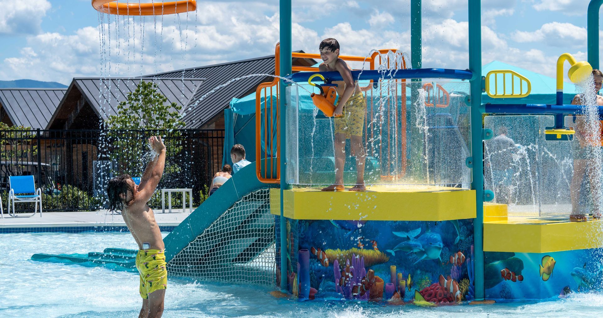The kids' splash zone features interactive water features scaled for younger guests, so everyone gets in on the fun.