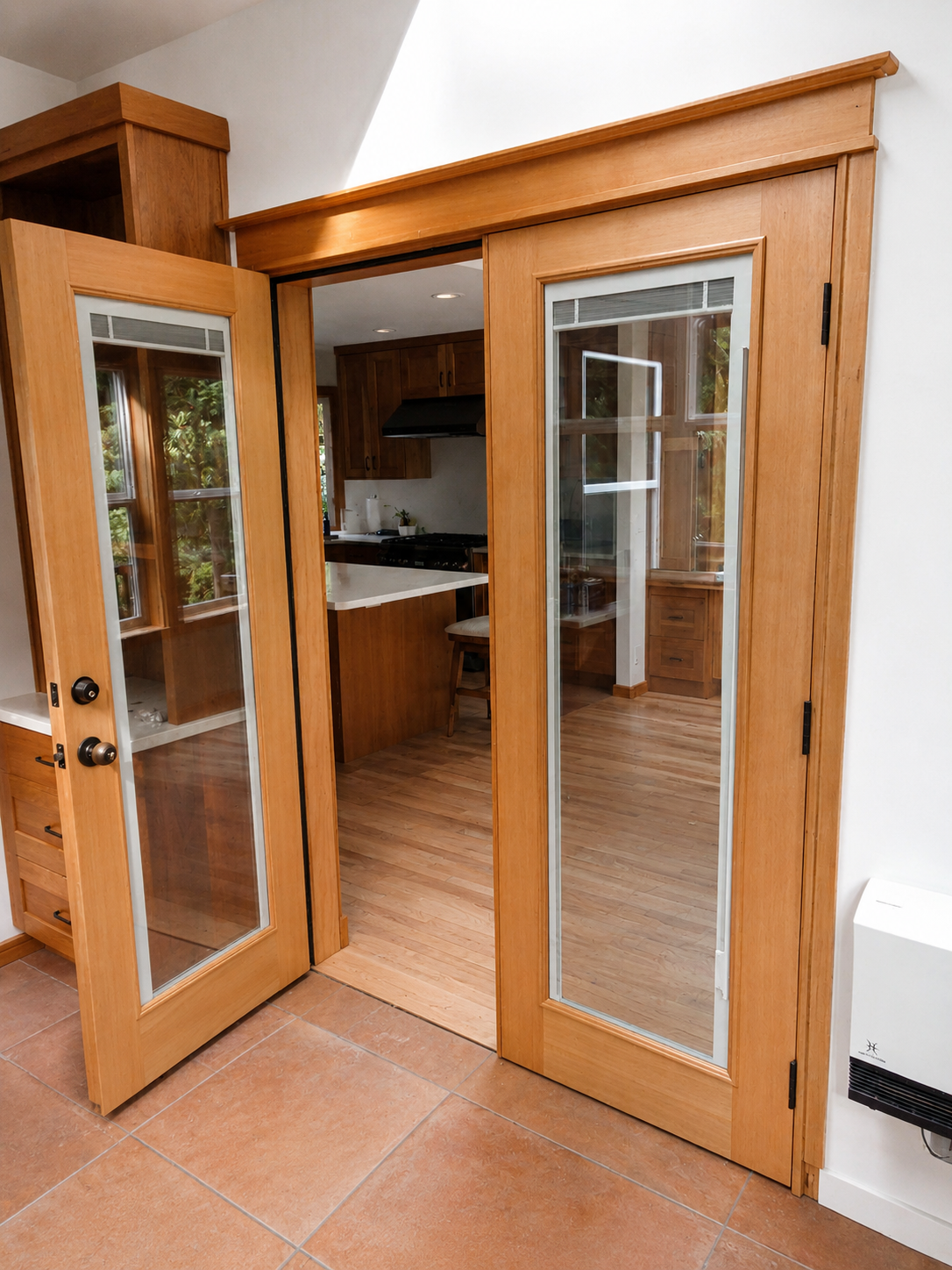 Custom glass doors in a Bellingham home addition