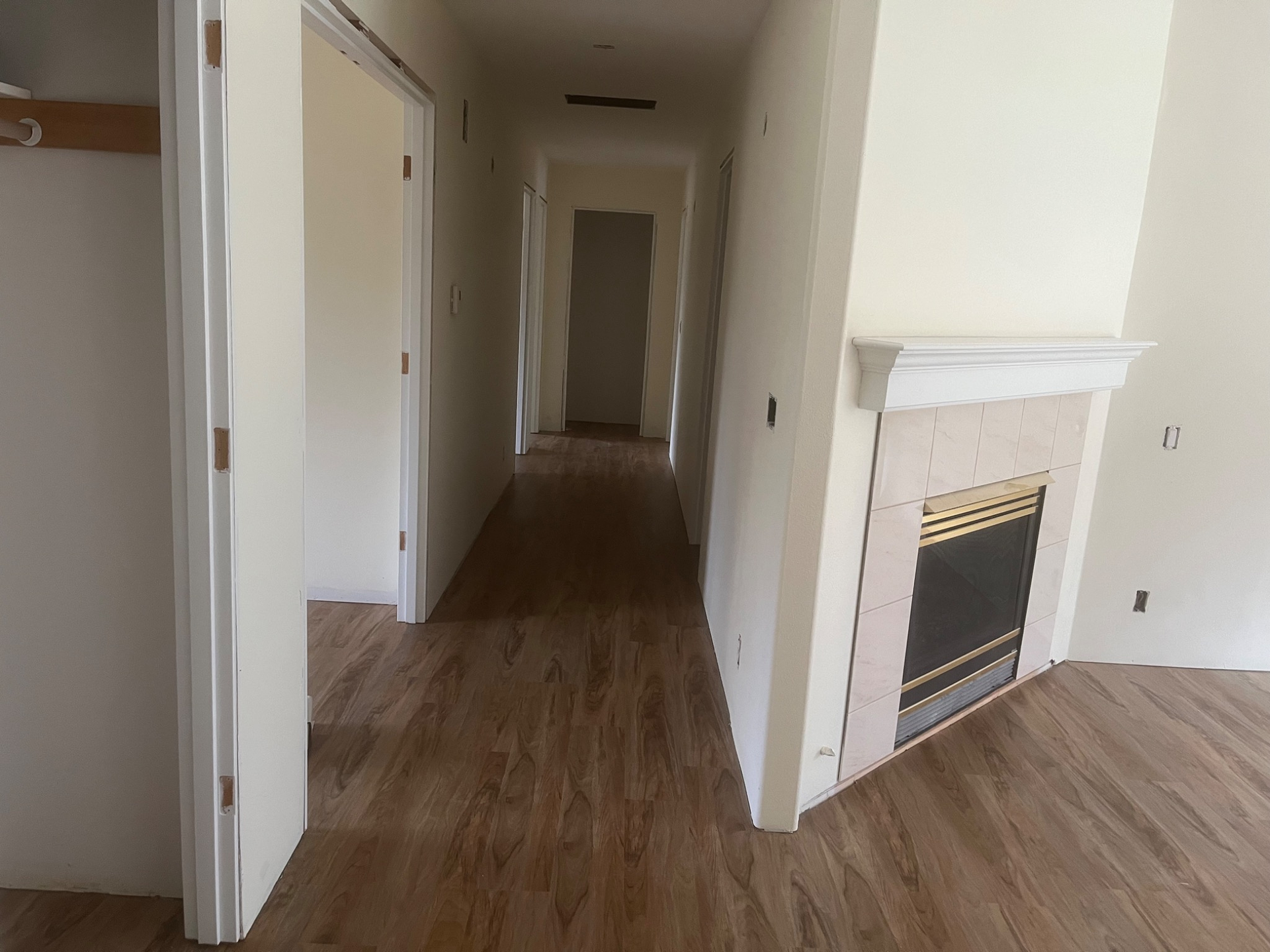 Hallway and fireplace in a Bellingham home addition