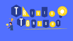 A blue graphic with the text