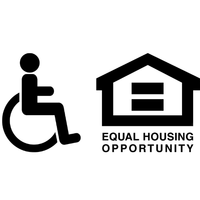 Universal wheelchair accessibility icon next to the Equal Housing Opportunity logo.