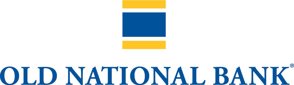 Old National Bank logo consisting of a blue and gold square icon above the brand name in blue text.