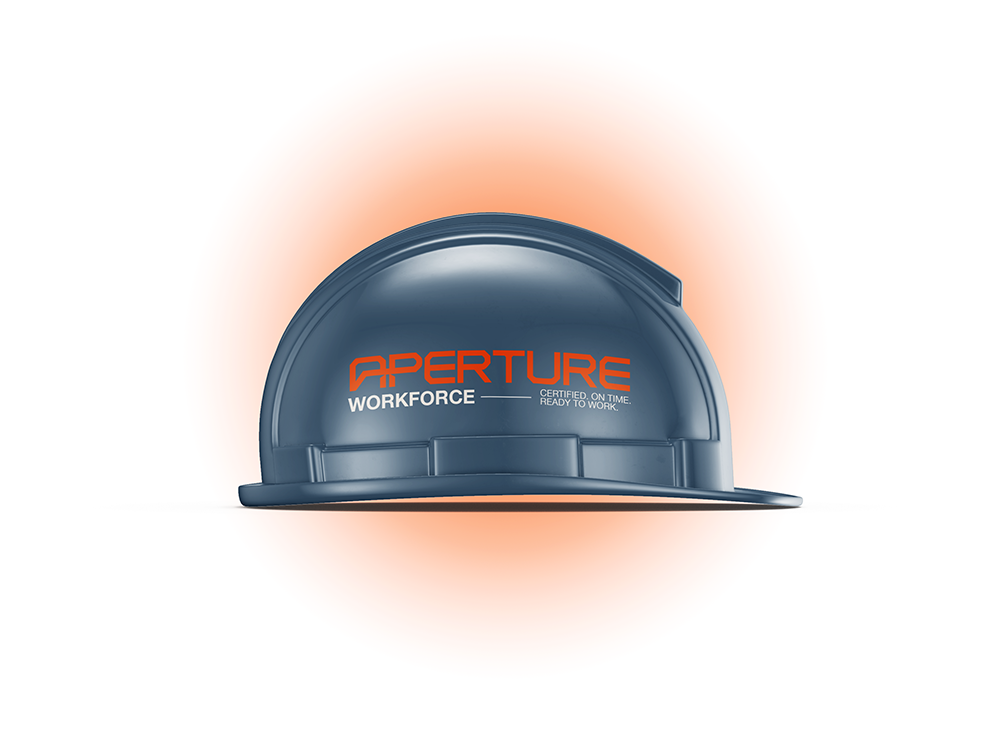 Blue hard hat with orange