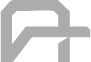 A gray cross with a shadow on a white background.