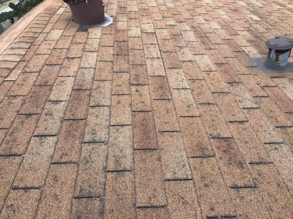 Brick-paved rooftop with a vent pipe and small roof fixture.