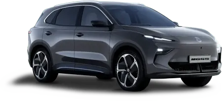 SUV elétrico cinza estacionado.