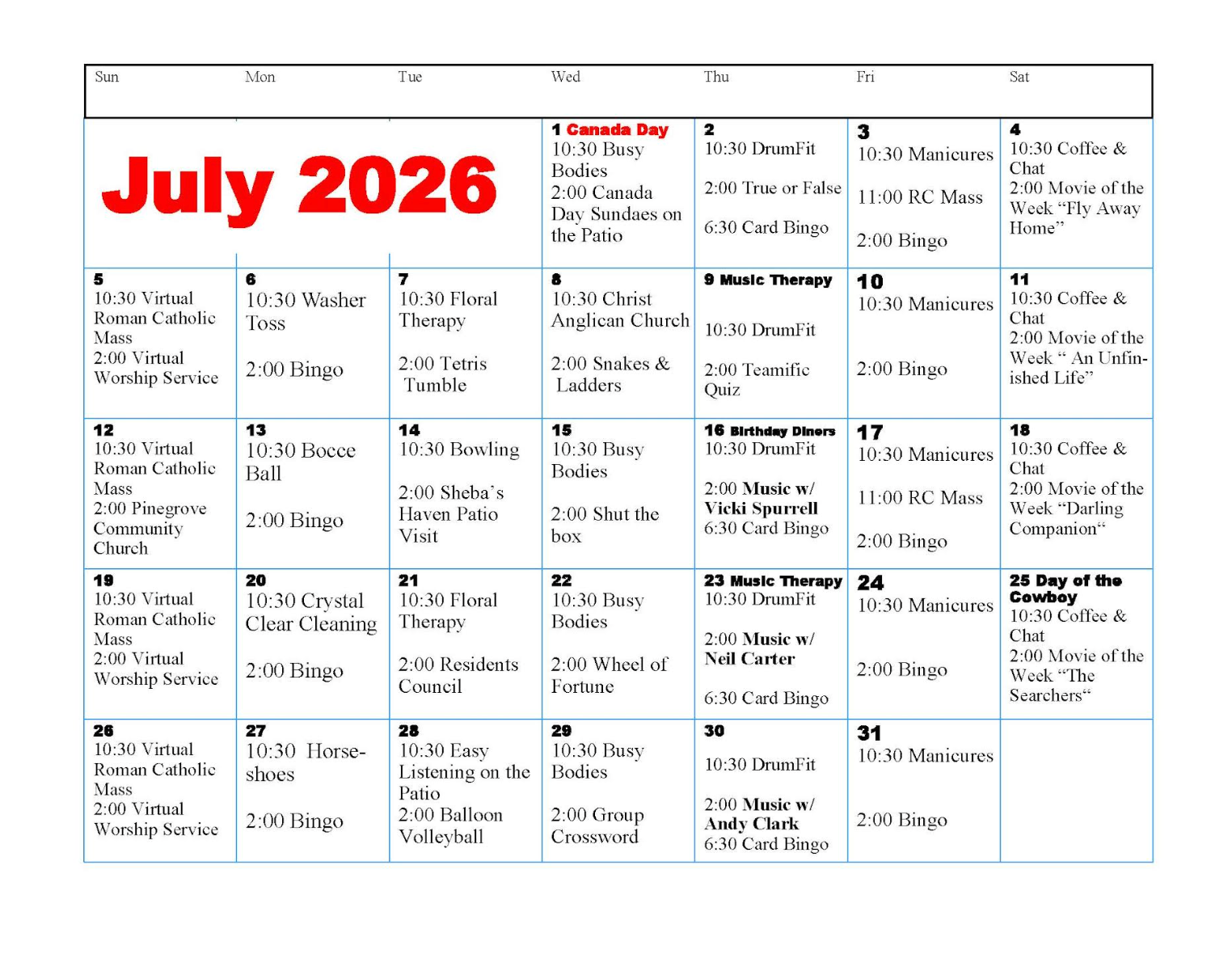 May 2026 monthly calendar with pink header and densely filled event notes.