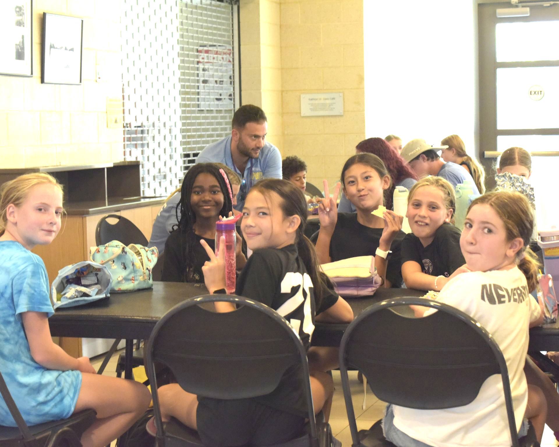 A table of girls eating lunch