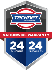 TechNet Professional emblem: Nationwide 24-month/24,000-mile warranty in blue, red, and white on a shield.