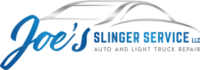 Logo for Joe's Slinger Service, auto and light truck repair, with stylized car outline.
