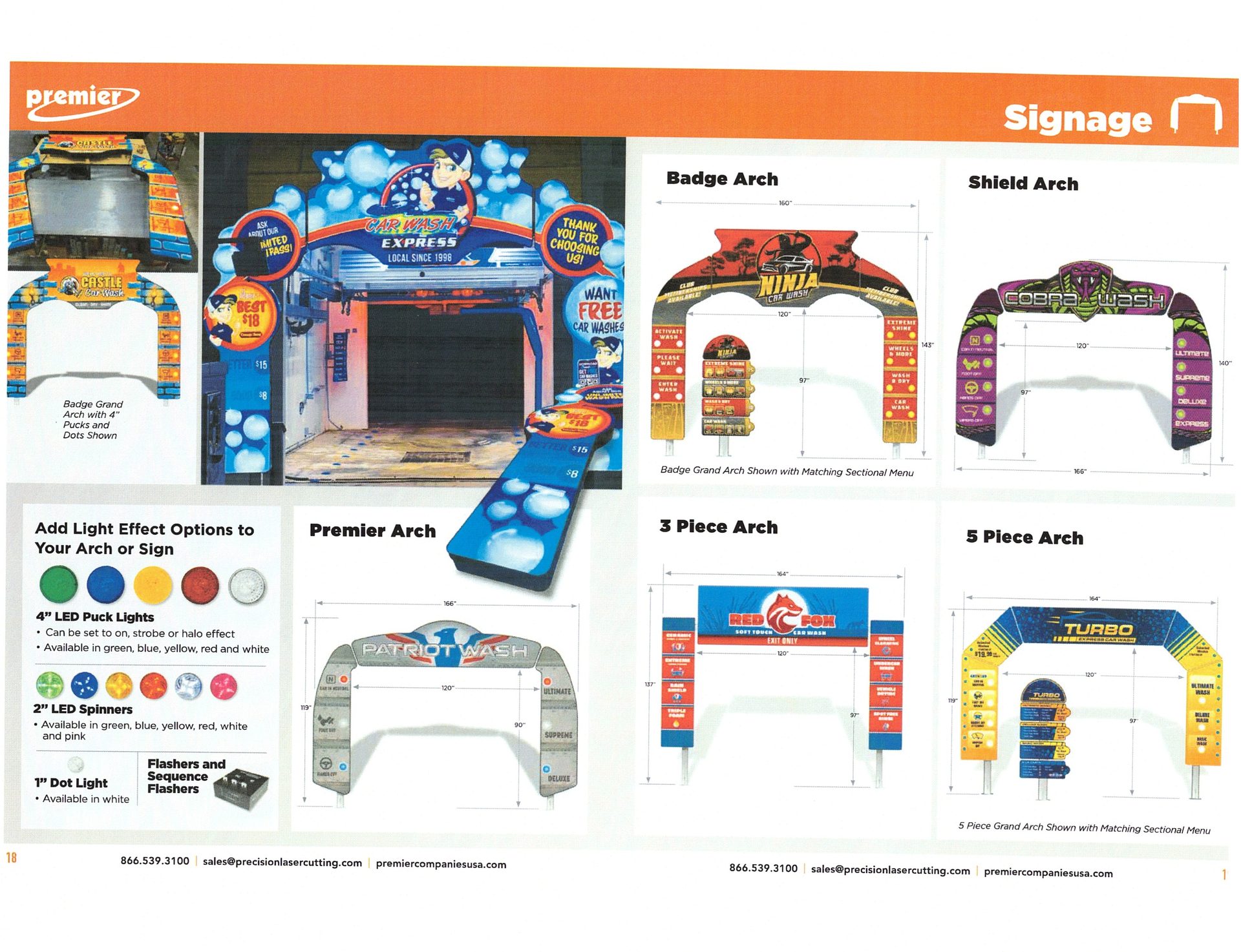 Product catalog page showing colorful inflatable archway gate designs in multiple styles and colors
