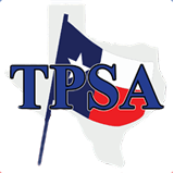 TPSA logo: blue letters over a Texas outline with the state flag.