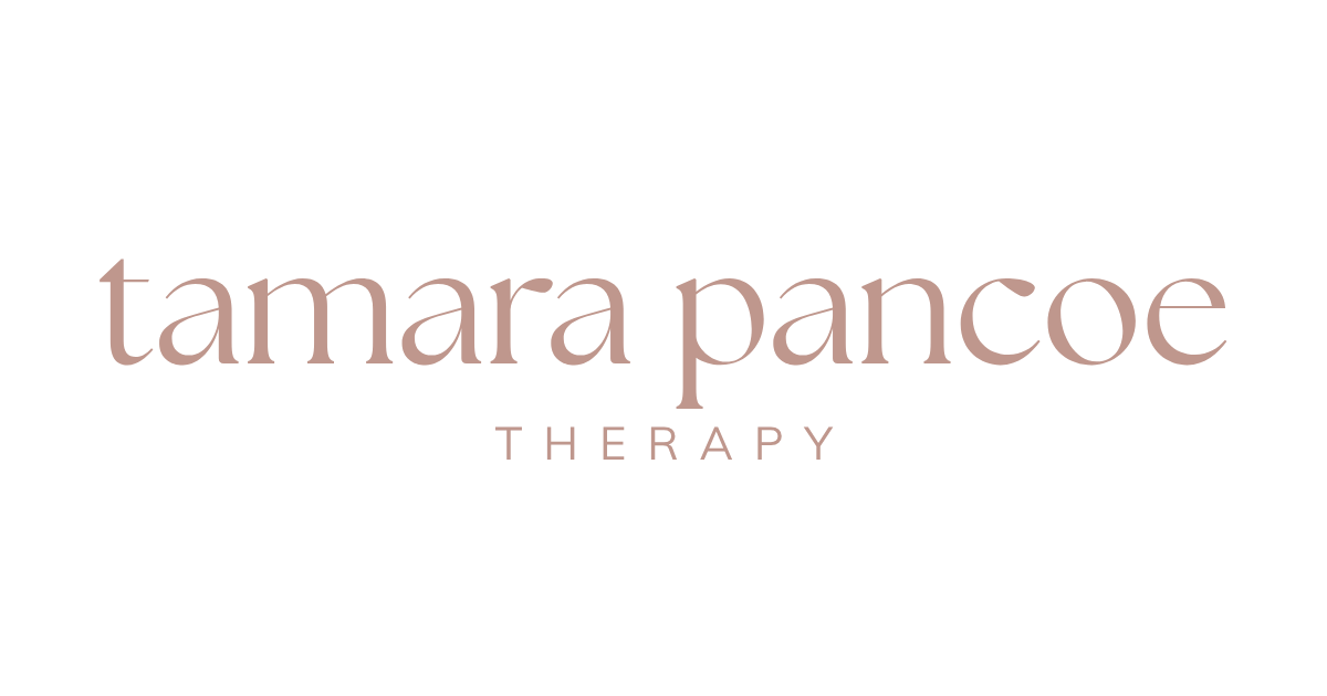Tamara Panceo Therapy logo in soft pink text on a white background