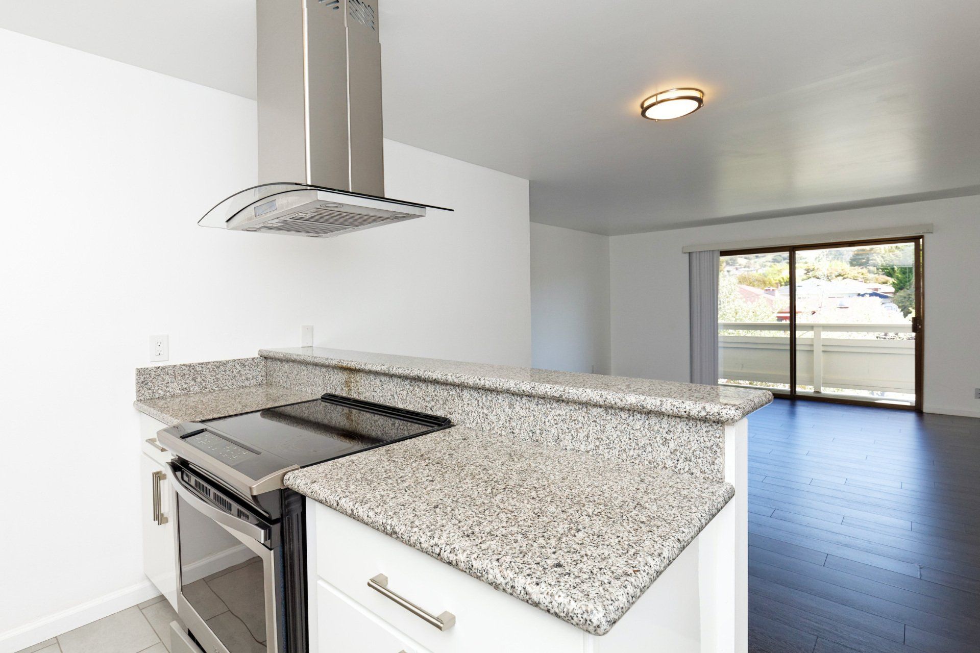 kitchen overlooking the living room