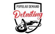 A logo for a car detailing company called popular demand detailing.
