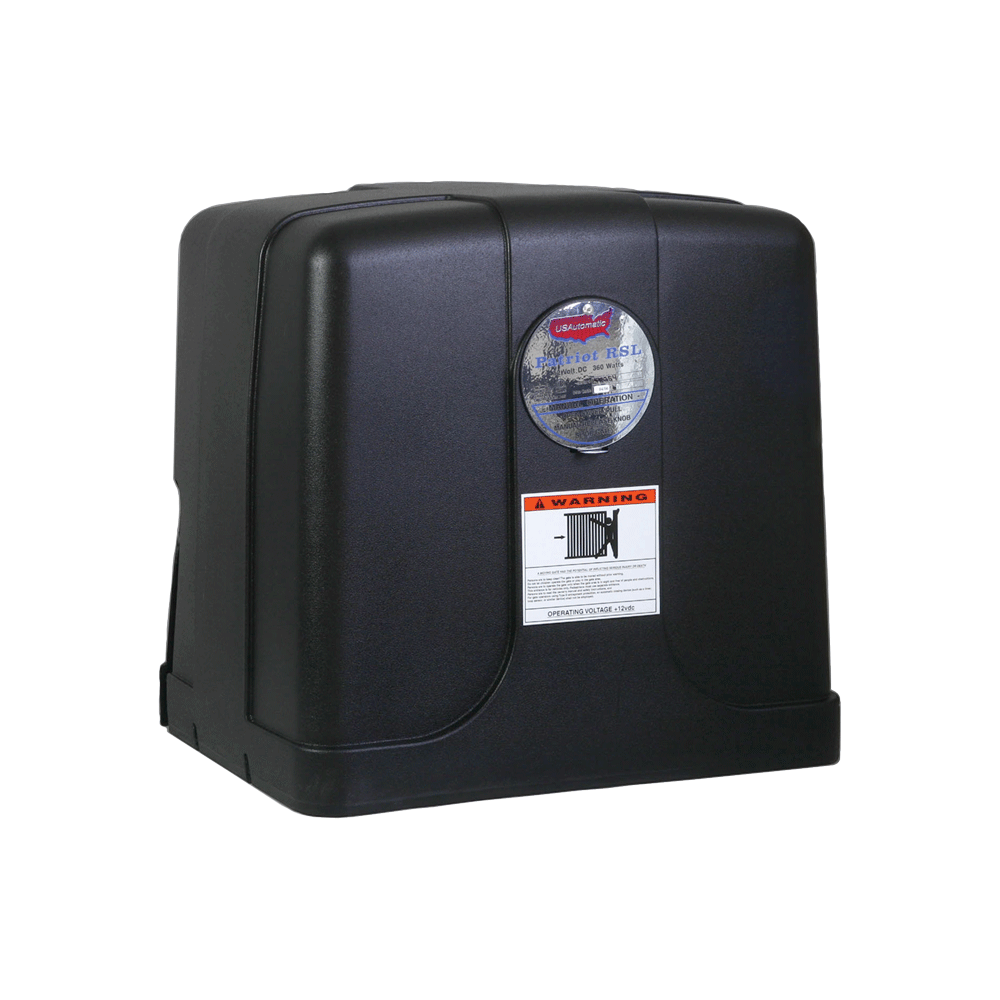 A black box with a warning label on it on a white background.
