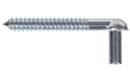A close up of a screw on a white background.