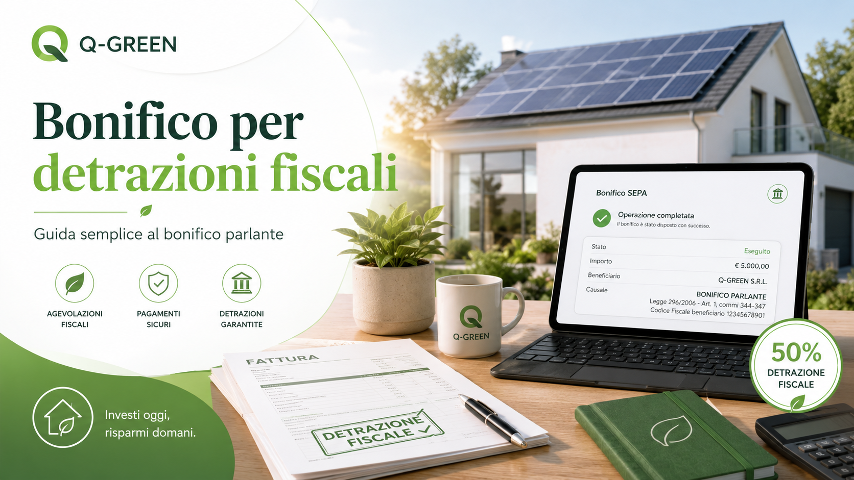 Bonifico parlante per detrazioni fiscali su interventi di efficienza energetica