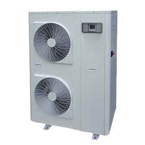 Unità esterna di una pompa di calore per il riscaldamento e raffrescamento ecosostenibile.