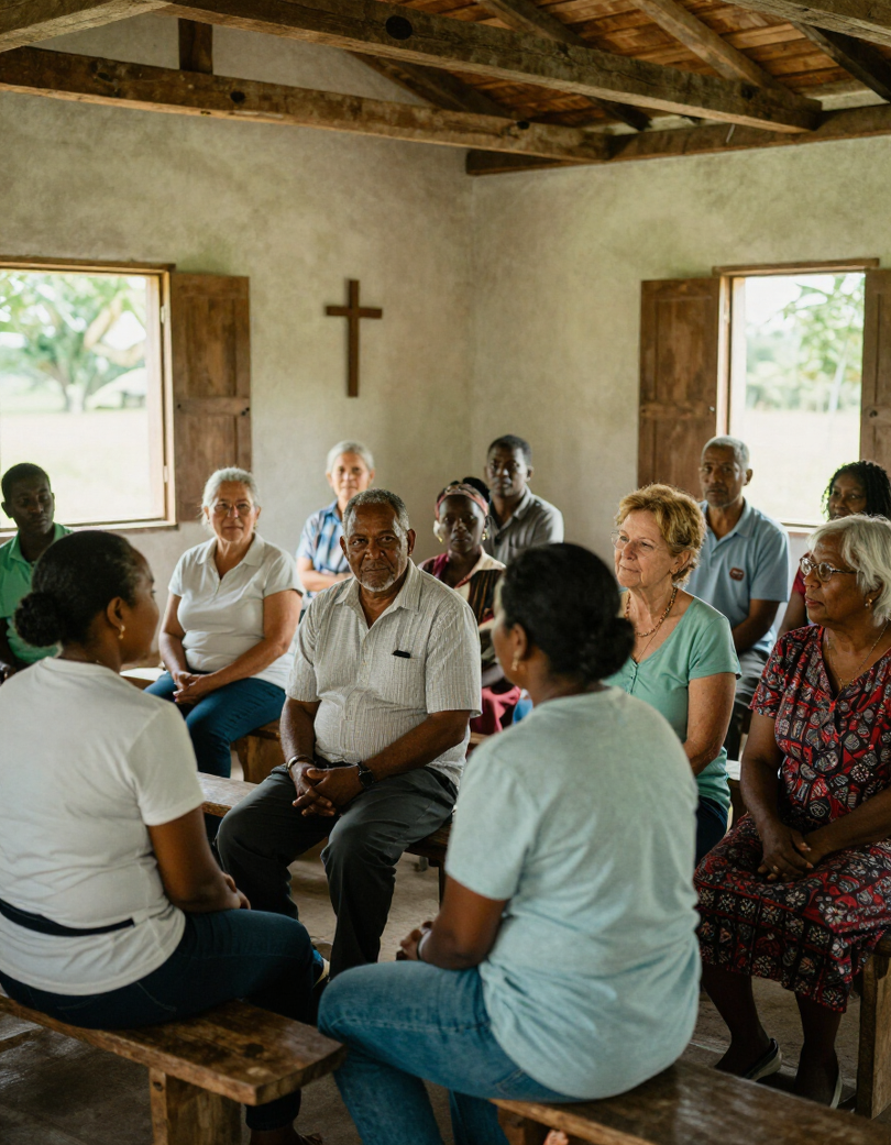Missionaries and church leaders gathered in a training session