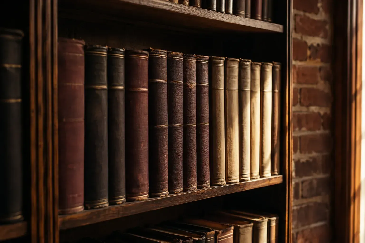 Shelves of leather-bound law reports