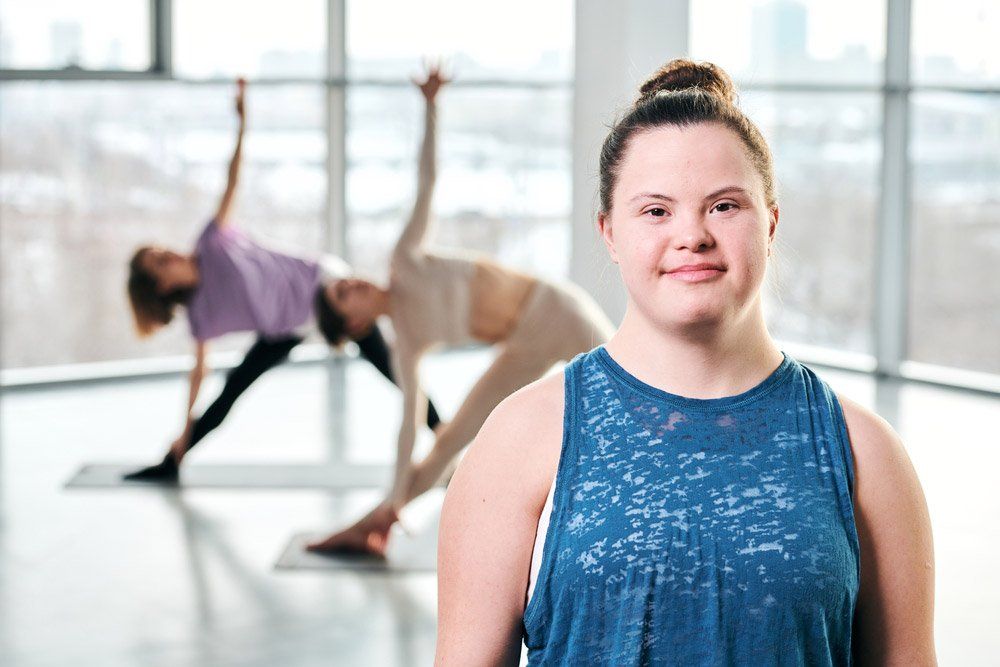 Happy Young Disable Woman In Sportswear Looking At You After Workout In Gym — iCan Support Services Kawana QLD