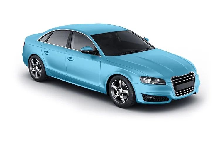 Light blue sedan car on white background.