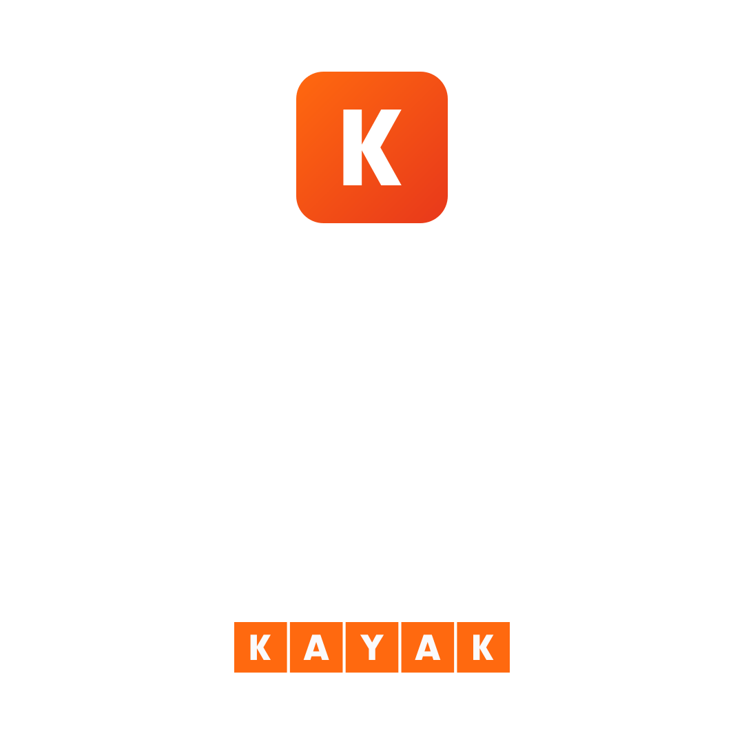 Kayka travel app logo: Orange square with white