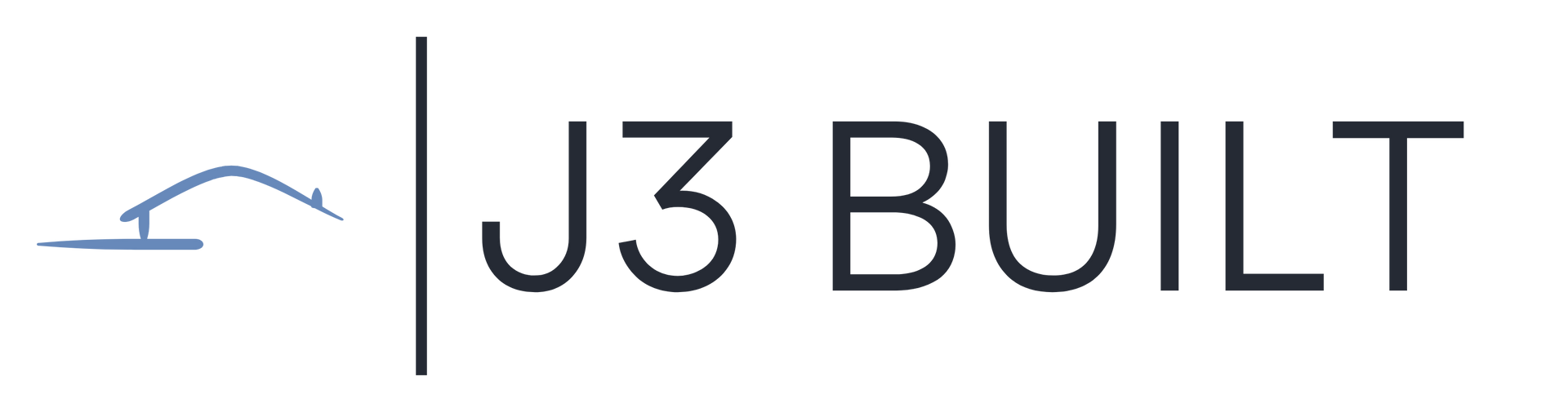 A logo for a company called j3 built with a house in the background.