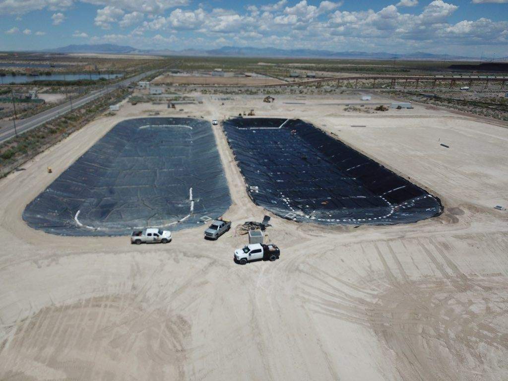 Two large liners being installed views from aerial position
